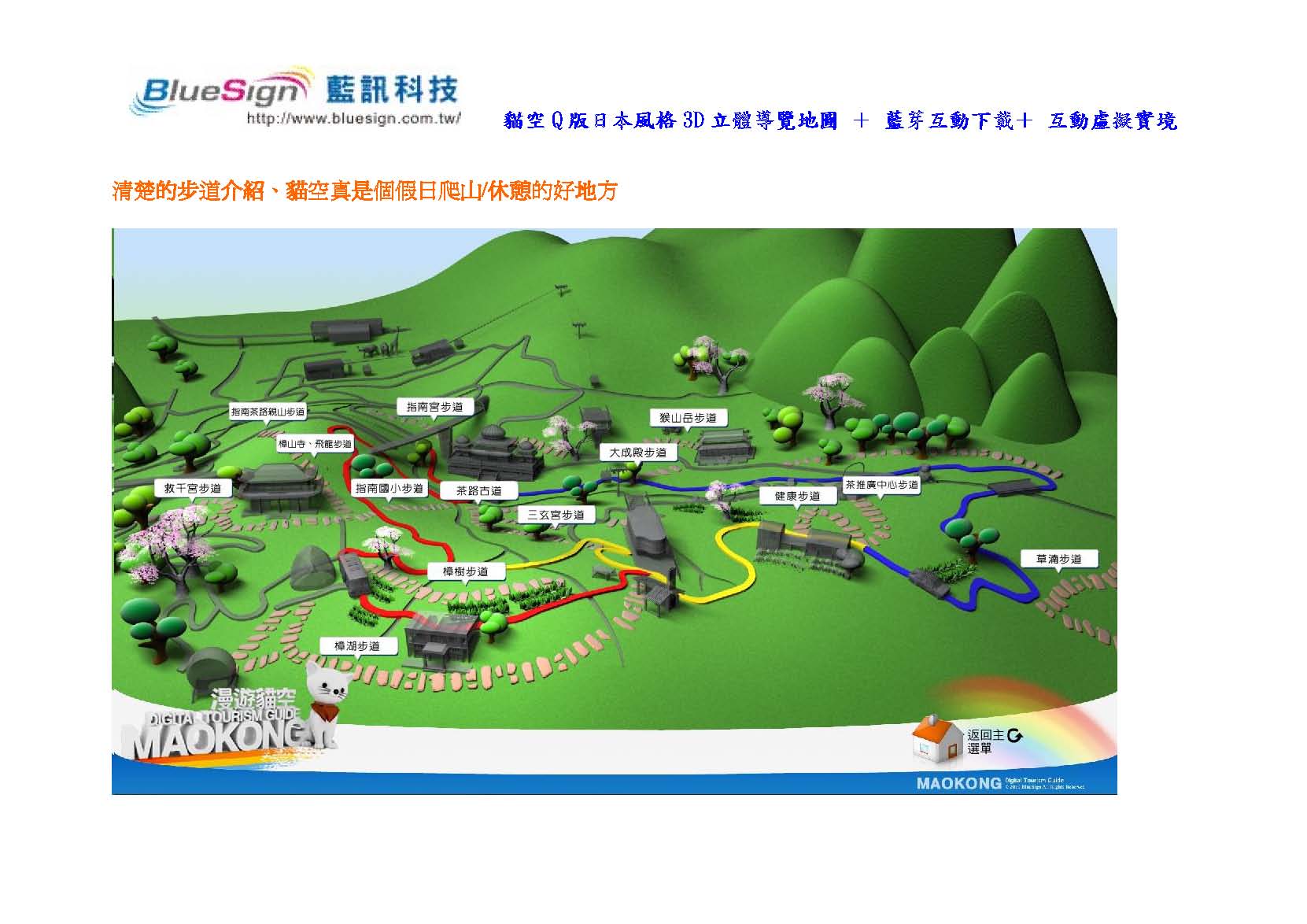 貓空Q版日本風格3D立體導覽地圖 ＋ 藍芽互動下載＋ 互動虛擬實境 ＋QR Code