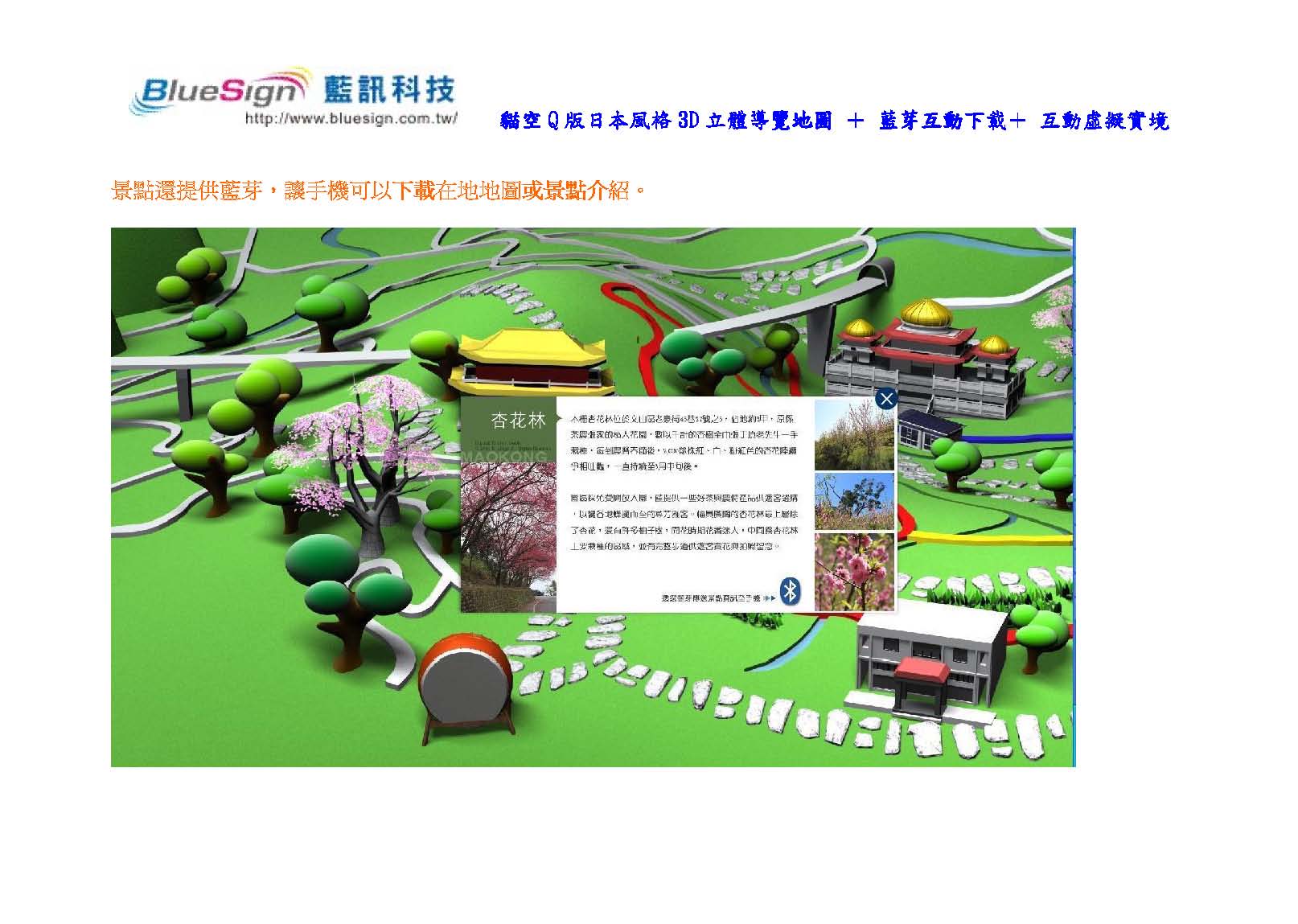 貓空Q版日本風格3D立體導覽地圖 ＋ 藍芽互動下載＋ 互動虛擬實境 ＋QR Code