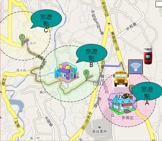 觀光遊園列車  GPS藍芽車載導覽系統（LBS應用）