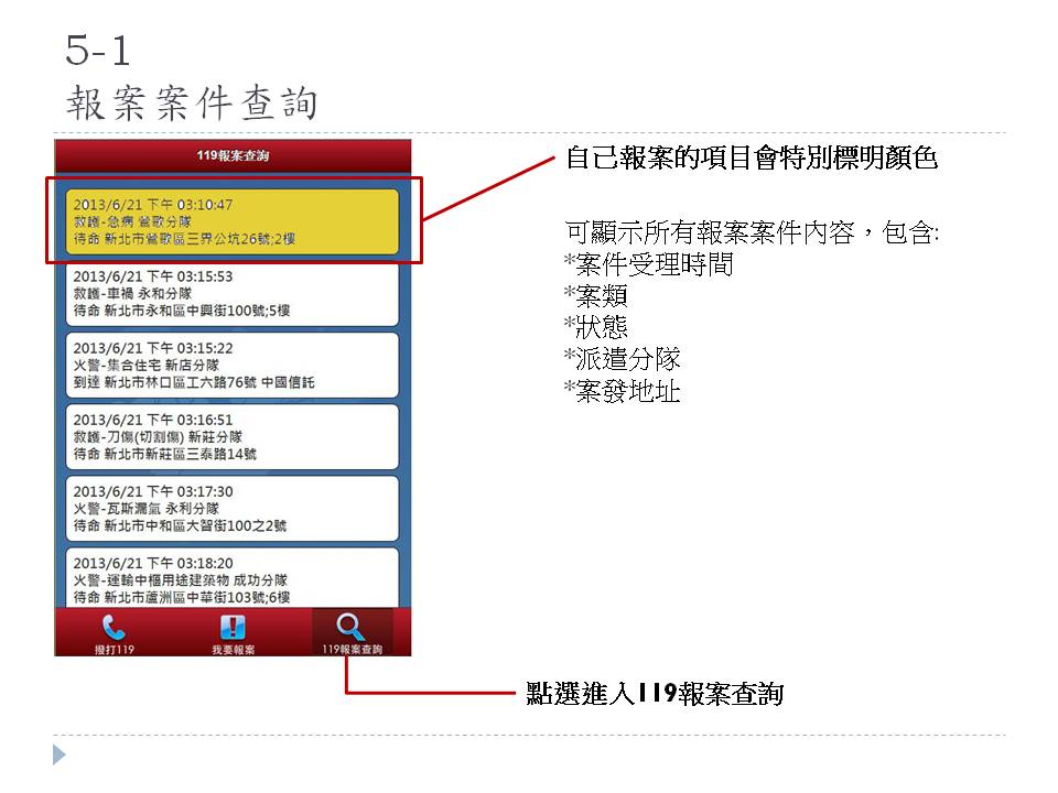 藍訊科技執行 新北消防局_民眾報案119 APP