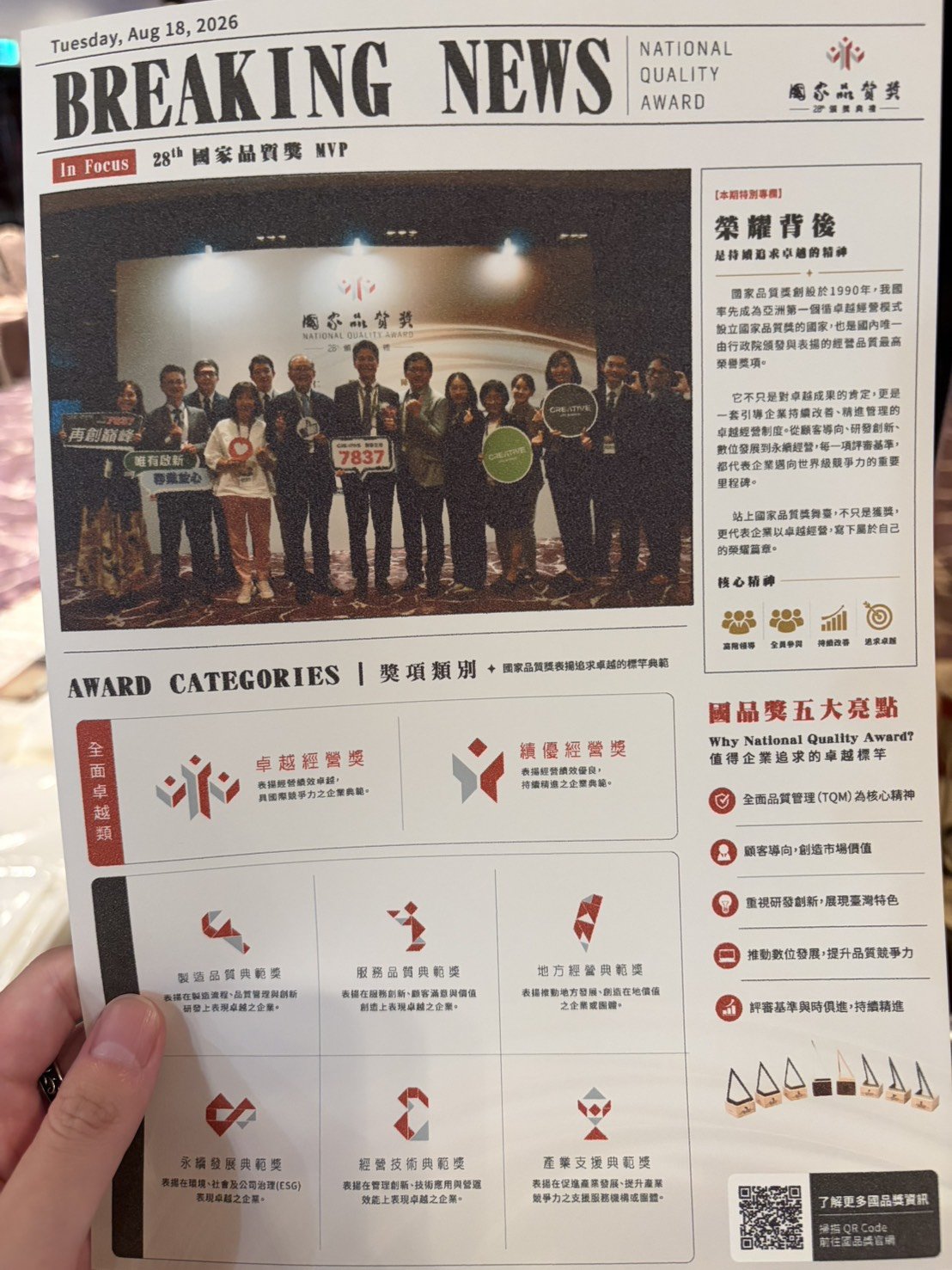 國家品質獎活動韓式報紙拍貼現場實體成品