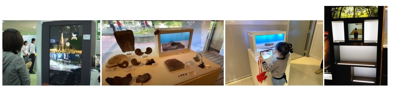 藍訊科技執行 32吋透明顯示器 愛芮肯保養品商用展示_透明螢幕展示櫃 虛實展演