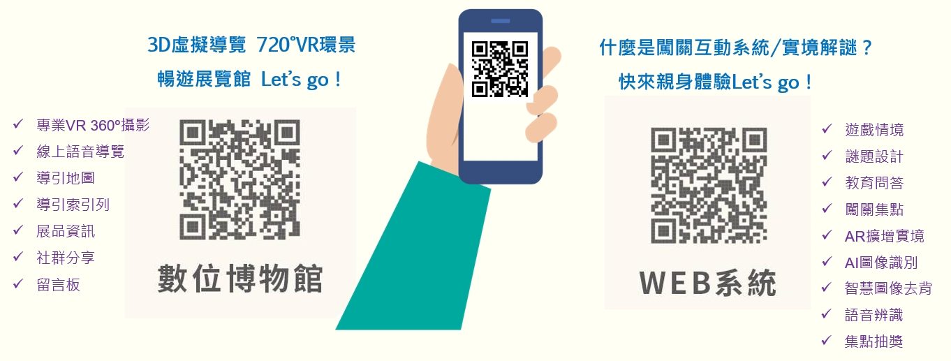 360全景線上導覽互動 3D虛擬導覽 720°VR環景+多媒體互動展演教育系統 實境解謎 QRCode闖關 _博物館展覽館各式展館應用