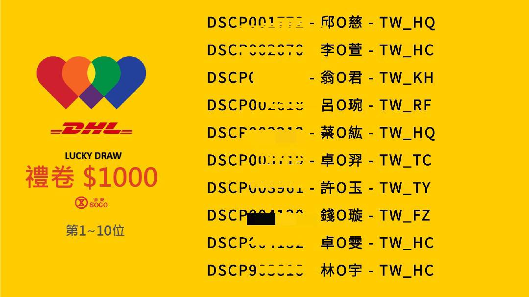 藍訊科技執行 DHL 2022線上直播抽獎&馬賽克過場動畫 客製抽獎 ZOOM即時直播抽獎