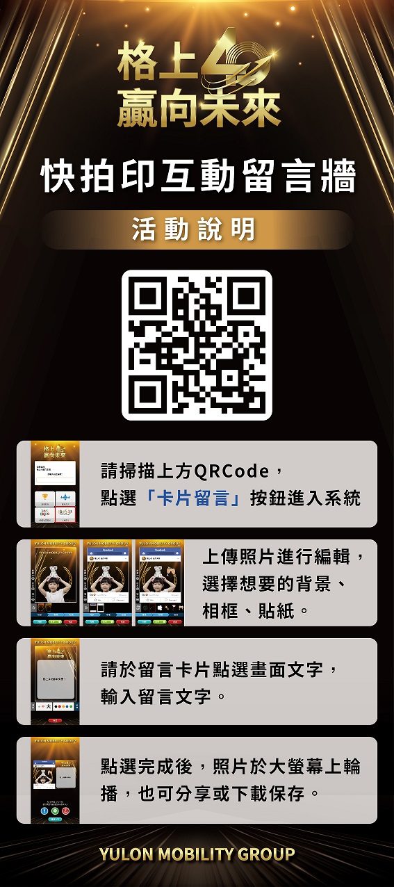 藍訊科技執行 格上40周年慶暨員工春酒晚會 QRCode報到+客製化抽獎系統+桌次查詢+得獎查詢系統+ 40週年里程碑VR360全景系統+互動拍照留言卡片輪播大螢幕+快拍印_即拍即印