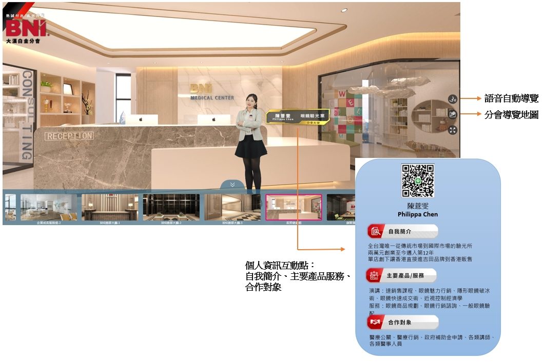 藍訊科技執行 BNI大漢白金分會 3D建模虛擬展間 語音自動導覽