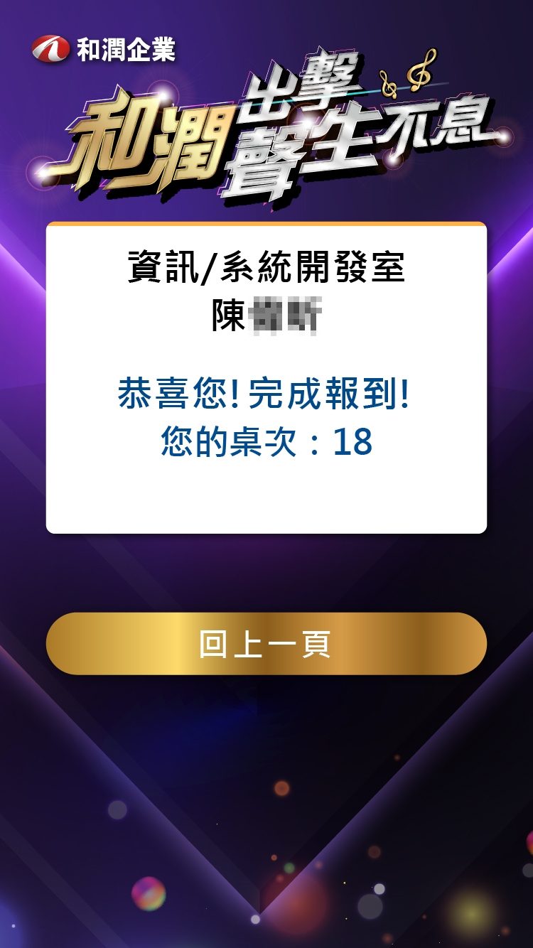 藍訊科技執行2025和潤尾牙900人線上報到+AI姓名藏頭詩互動應用+客製化抽獎+馬賽克抽獎過場動畫
