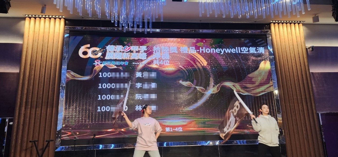 藍訊科技執行新日興旺年會2000人線上自行報到+客製化抽獎/馬賽克抽獎動畫/無線抽獎按鈕+得獎查詢系統