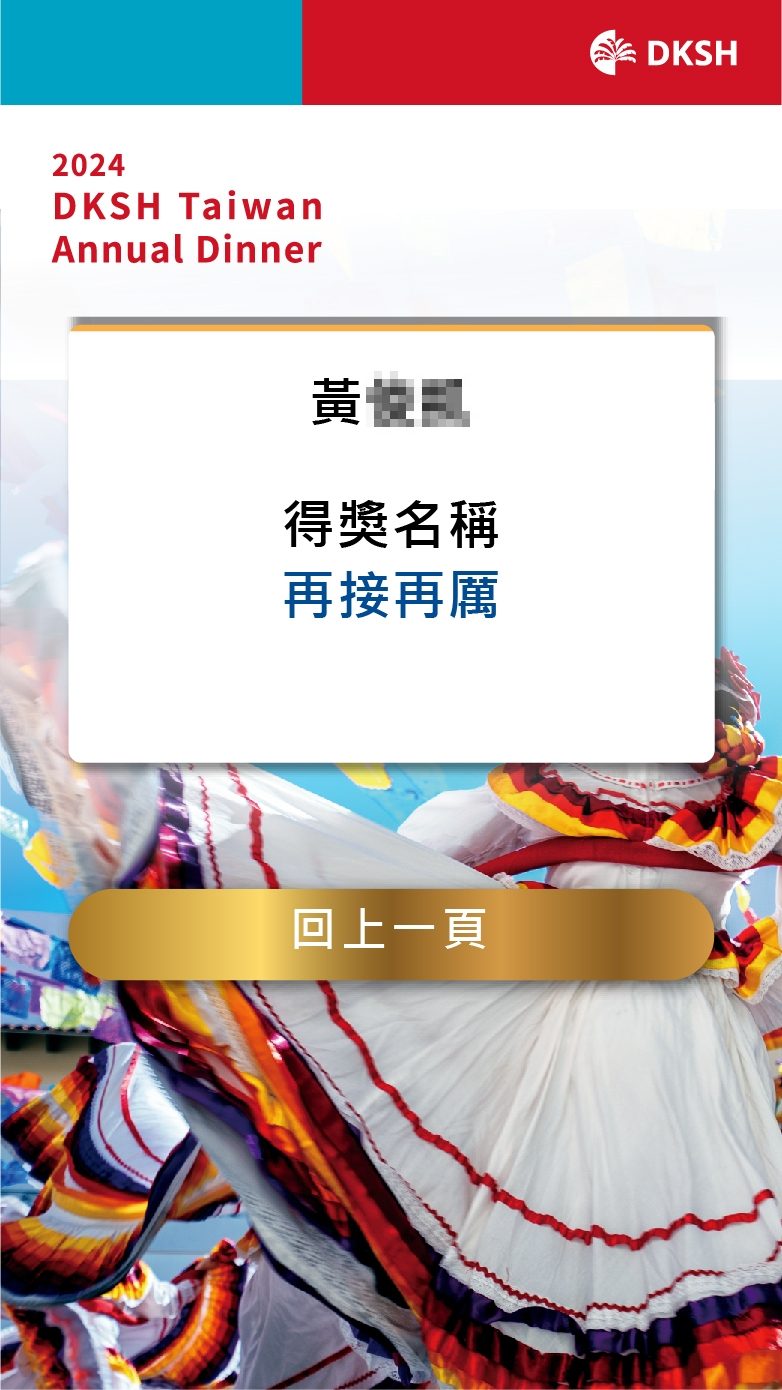 大昌華嘉2024年度春酒晚宴1200人QRCode報到/QRCode報到邀請函簡訊發送/桌次查詢/客製化抽獎+馬賽克抽獎過場動畫/得獎查詢系統/互動投票