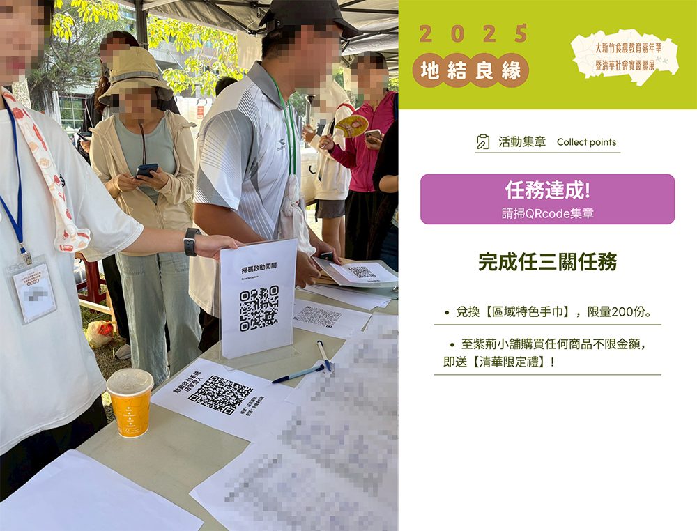 清華大學新竹食農教育嘉年華 暨清華社會實踐聯展－2000人家庭日手機線上報到(電子門票)+QRCode闖關集點+點數智慧支付