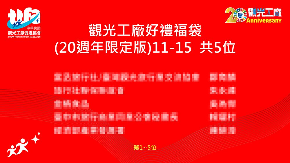 2023 TTFA中華民國觀光工廠促進協會-20周年觀光工廠永續論壇研討會&會員大會交流晚宴- 線上自行報到+抽獎系統