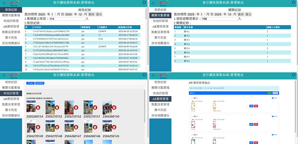 【馬祖旅島嶼數位走讀系統】-整合官方LINE QRCode闖關集點+點數支付+快拍印+AR互動拍照+360全景語音導覽